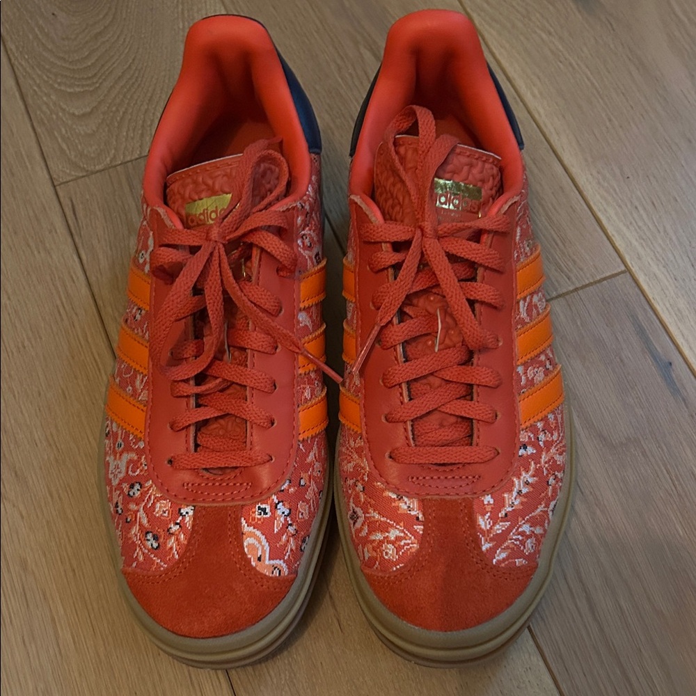 Adidas Orange an Navy Patterned Sneakers